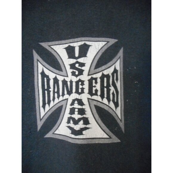 Army Rangers Fruit of the Loom Tag Black Graphic Tee T-Shirt Double Sided - Picture 2 of 7